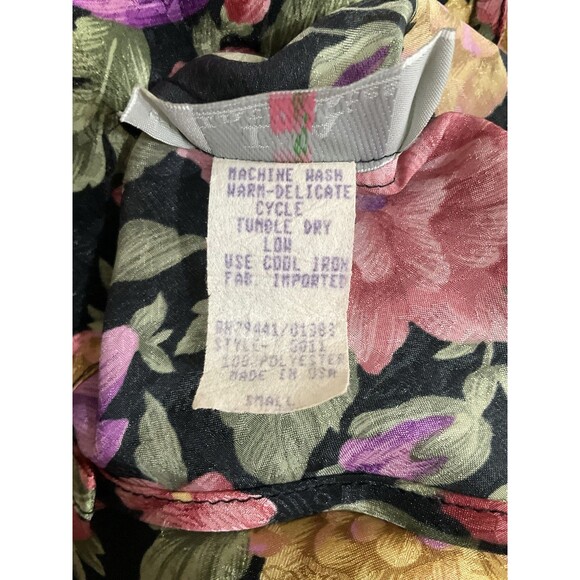 VTG Womens Floral Mini Slip Dress S Purple 90s Whimsigoth Grunge Dark Cottage - Picture 6 of 6